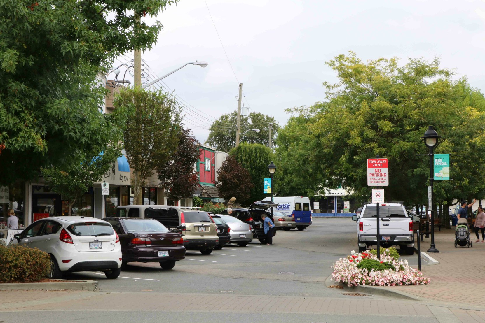 Angle parking in downtown Duncan, B.C. (photo by West Coast Driver Training & Education)
