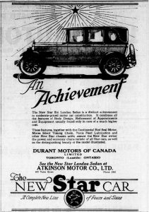 1926 advertisement for Durant Star from Atkinson Motor Company Thomas Plimley Ltd., 809 Yates Street, Victoria, B.C. (West Coast Driver Training & Education collection)