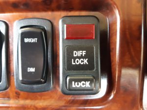 Differential Lock dash switch in our Mack Vision day cab (photo_West Coast Driver Training & Education Inc.)