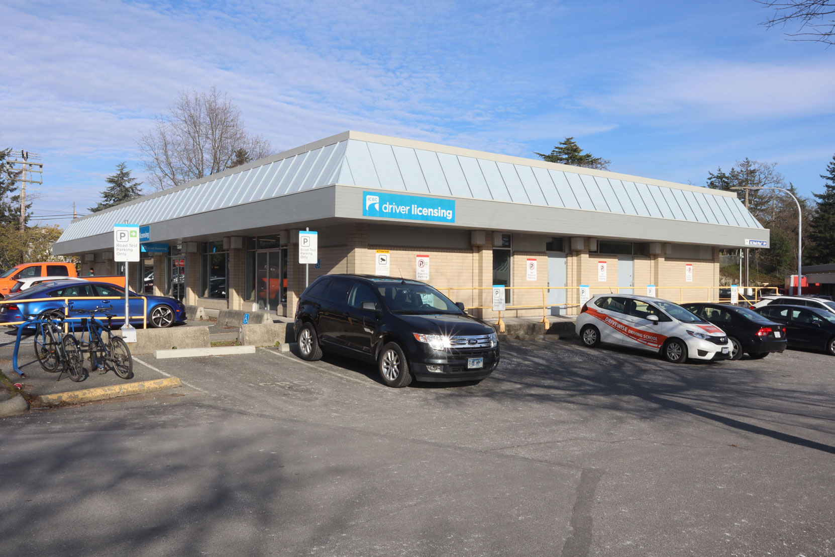 ICBC Driver Services, #1 1150 McKenzie Avenue, Victoria is one of the locations where Road Tests are held in Victoria. This photo shows the parking stalls where Road Tests begin and end. (photo: West Coast Driver Training)